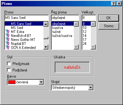 Nastaven fontu