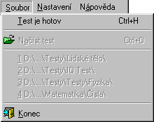 Menu Soubor pi zkouen