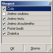 Zobrazení sloupců